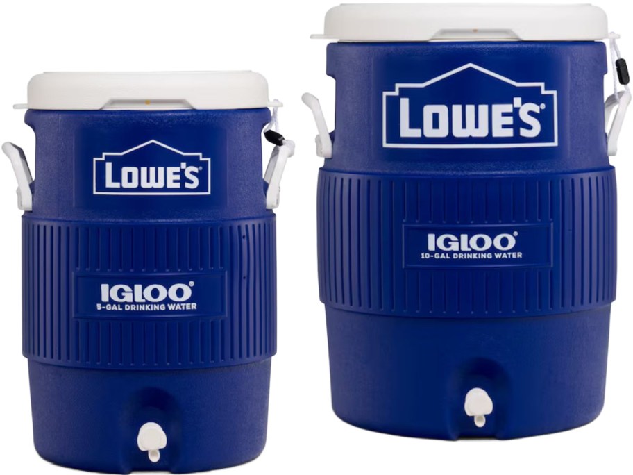 Two lowe's branded Igloo Cooler Jugs