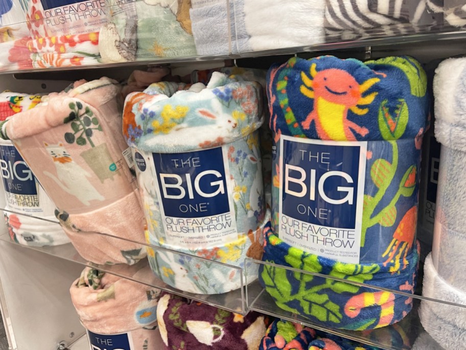 the big one throw blankets on store shelf
