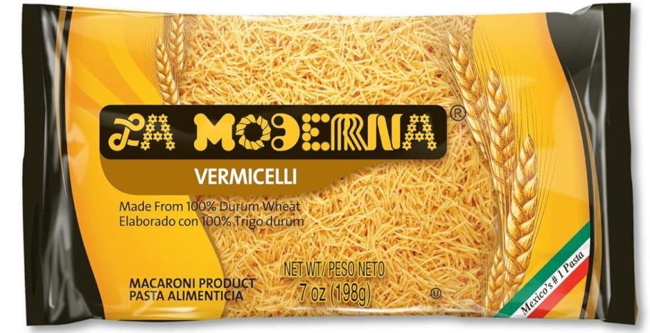 a bag of vermicelli pasta on a white background