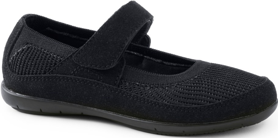black mary jane shoe with velcro strap