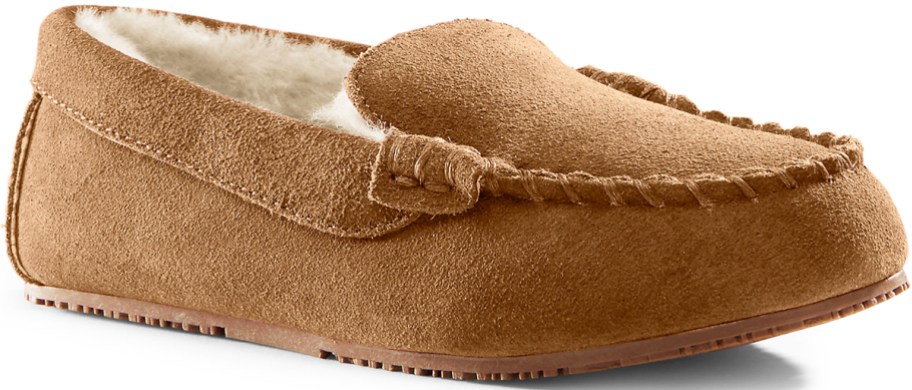 brown suede moccasin slipper