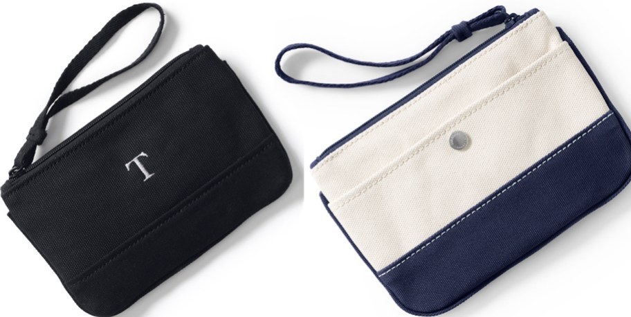 two canvas zippered pouches