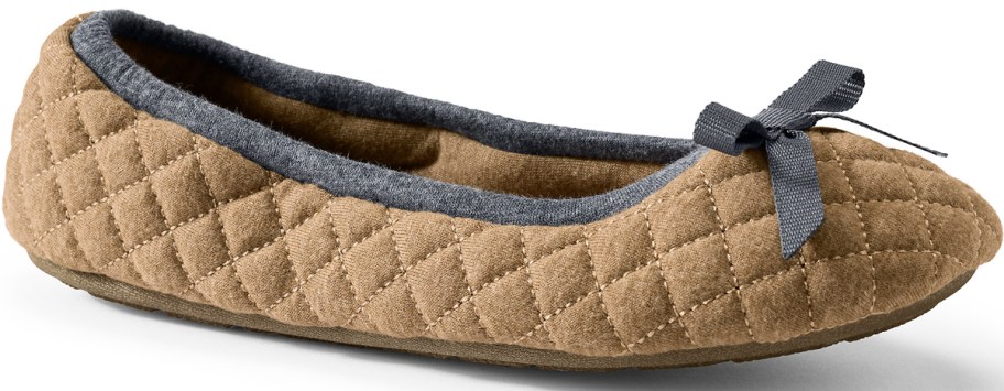 tan and grey quilted ballet flat