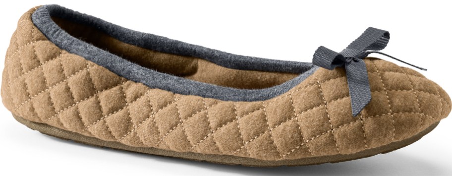 tan and grey quilted ballet flat