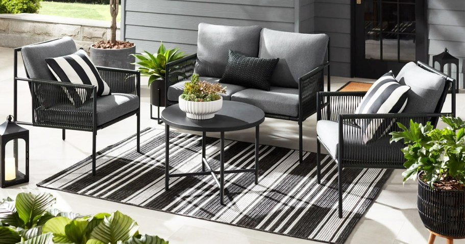 Walmart Patio Furniture Sale | Trendy 4-Piece Conversation Set Only $294 Shipped