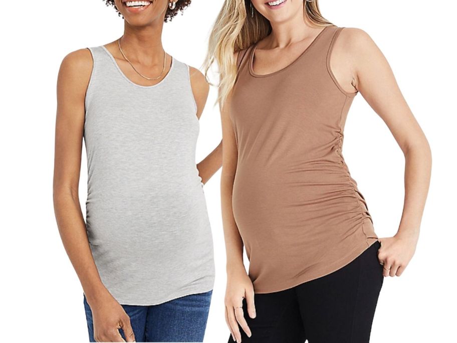 2 women in maternity shirts