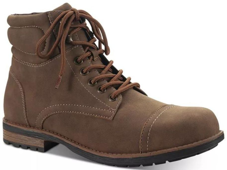 Sun + Stone Men's Baker Faux-Leather Lace-Up Boots stock image