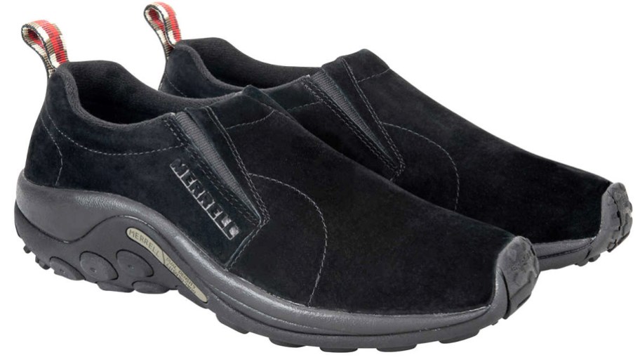pair of black merrell slip-on shoes