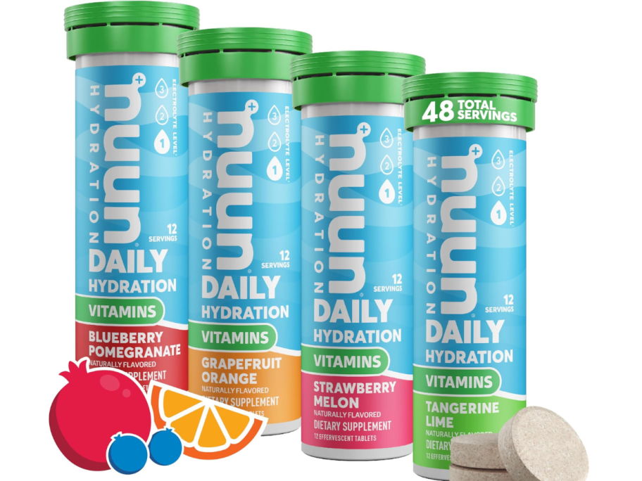 Nuun Hydration Vitamins Electrolyte Tablets + Vitamins Mixed Fruit 4-Pack
