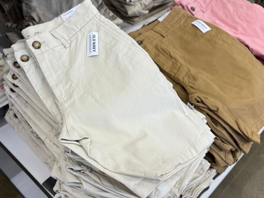 Old Navy Men's Shorts in beige and tan on display