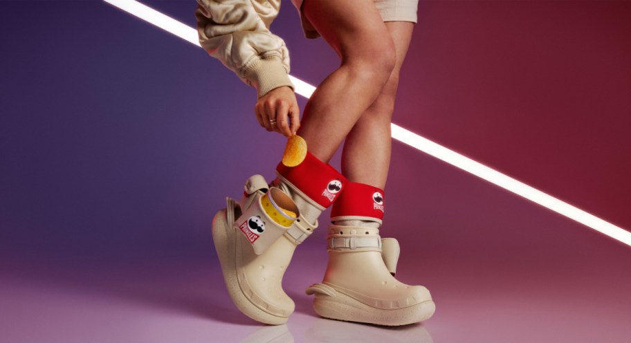 The new Pringles x Crocs boot with holster for your Pringles chips