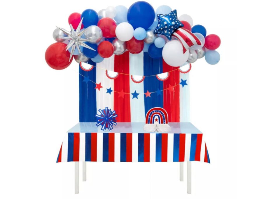 A table with Sam's Club Party Decor Kit Patriotic