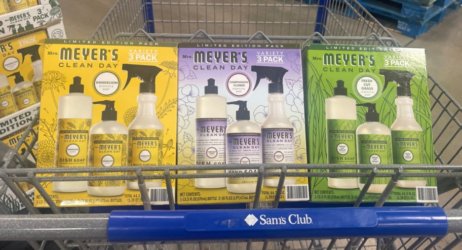 Sams club cart filled with mrs meyers sets