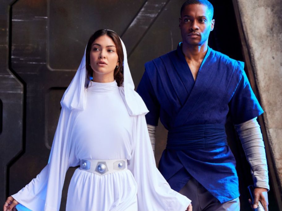 woman and man dressed in Star Wars costumes