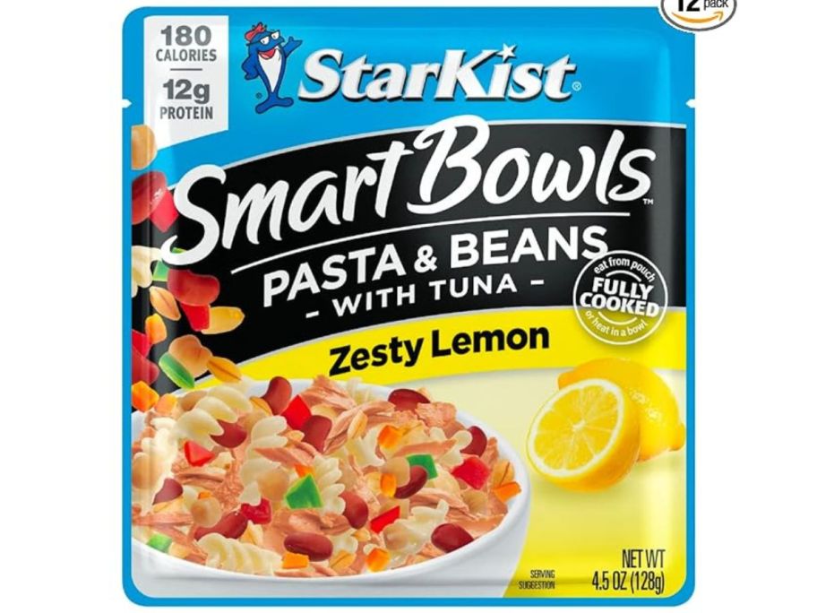 A StarKist Smart Bowls Pasta and Beans Zesty Lemon pouch