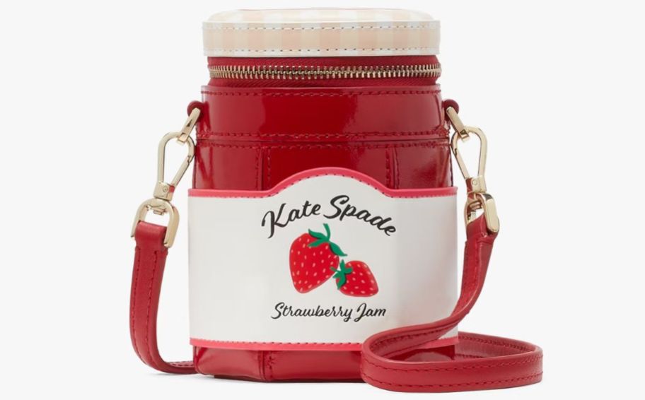 a small crossbody bag shaped like a jam jar 