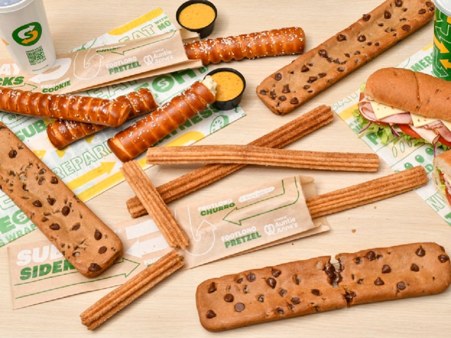 Subway Sidekicks footlong pretzels, cookies and churros