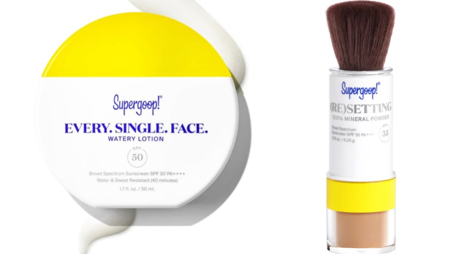Supergoop facial sunscreen and makeup setting powder stick