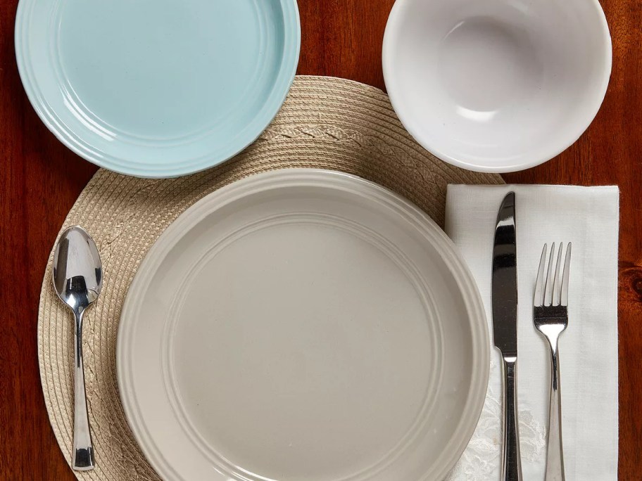 Tabletops Unlimited Tabletops Unlimited Farmhouse Multicolor Dinnerware 12 Piece Set  displayed on the table