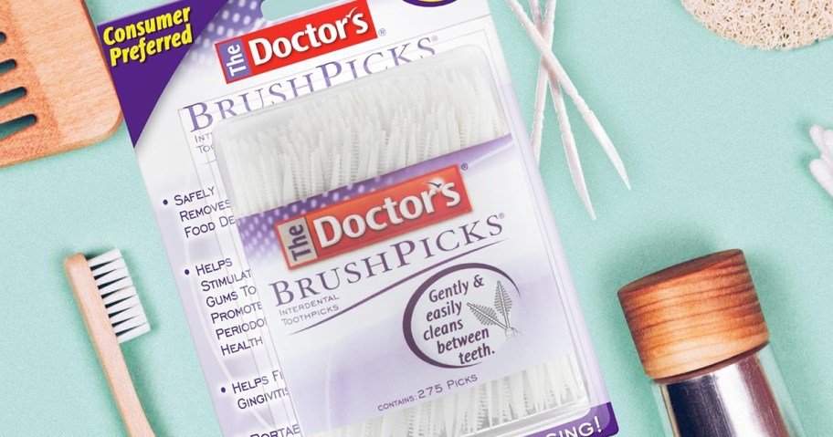 pack of The Doctor's Brushpicks near other personal care items