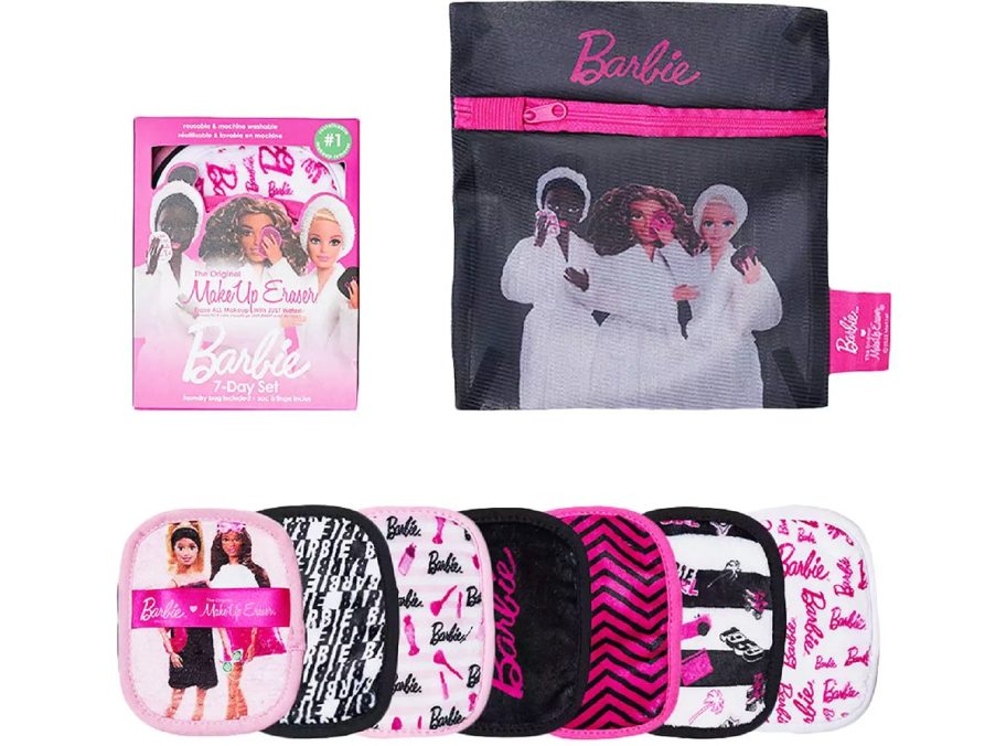 set of barbie themed mini makeup erasers