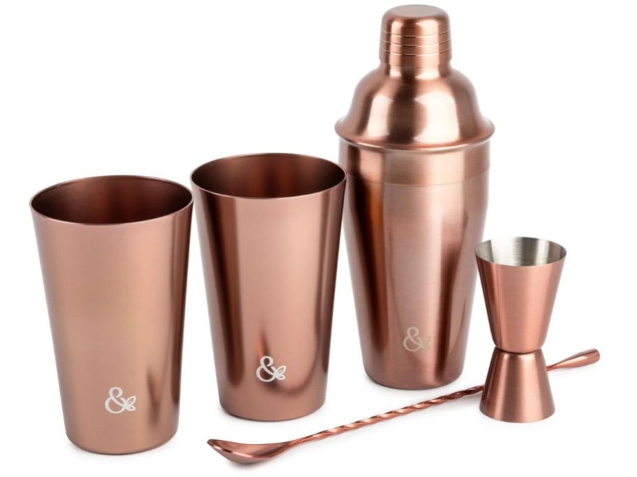 Thyme & Table Stainless Steel Mixology Bar Kit, Rose Gold