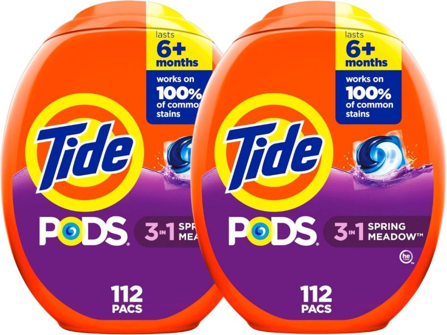 2 Tide Laundry Detergent Pods - Spring Meadow Scent 112-Count stock images