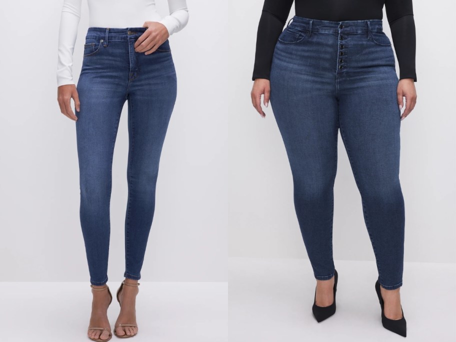 women wearing mid wash skinny jeans