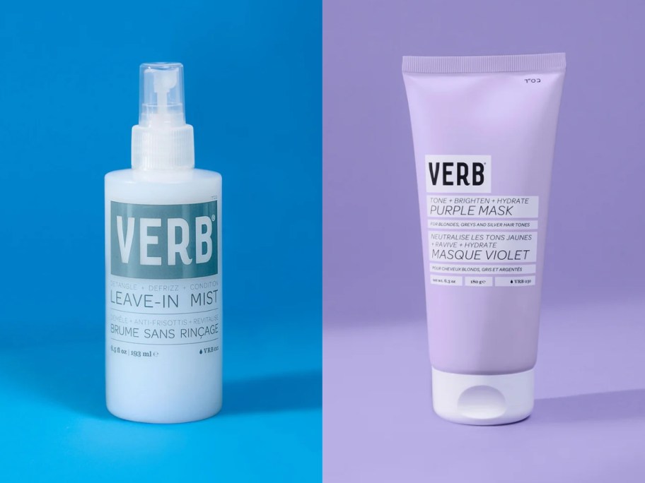 Verb leave in mist bottle and Verb Purple Hair mask bottle