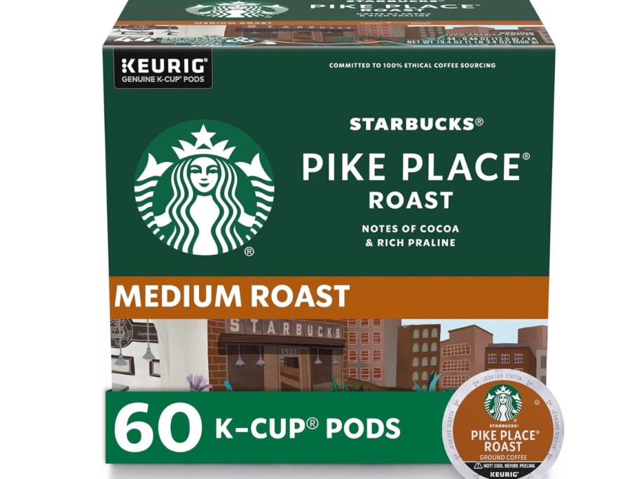 box of 60 count Starbucks Pikes Place K-Cup pods