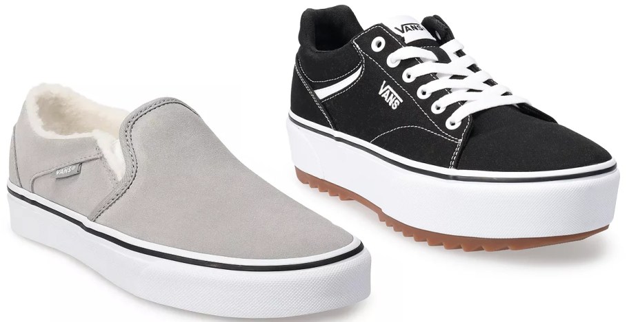 grey and black vans sneakers