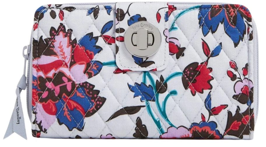 a floral print turnlock wallet