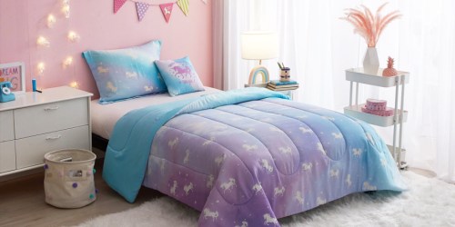 Glow In The Dark Unicorn 5-Piece Comforter Set w/ String Lights Only $12.45 on Walmart.com (Reg. $43)