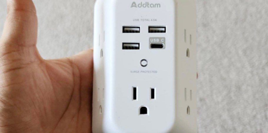 Outlet Extender with 5 Plugs & 4 USB Ports Just $8 on Amazon (Charge All Your Devices!)