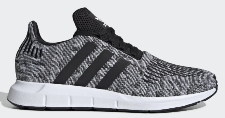 heathered grey, black and white men's adidas running shoe
