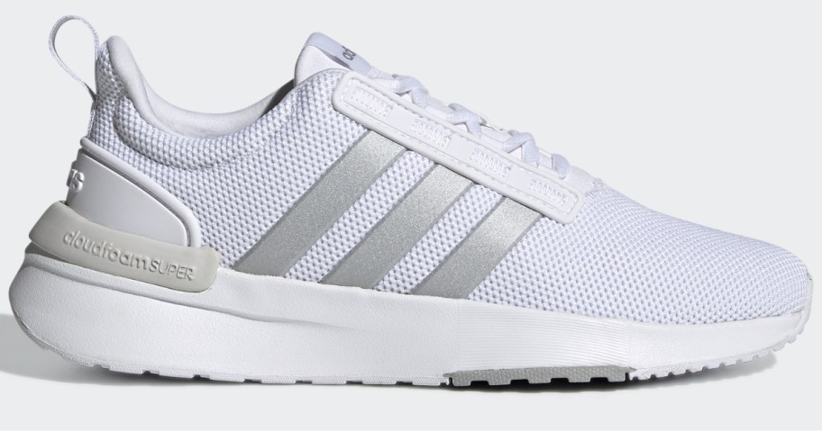 white and grey women's adidas shoe 