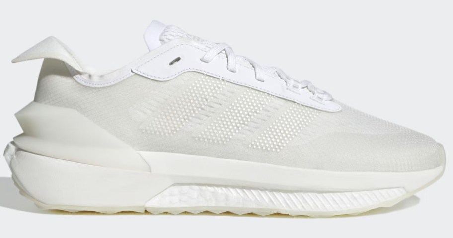 stock image of white adidas shoes