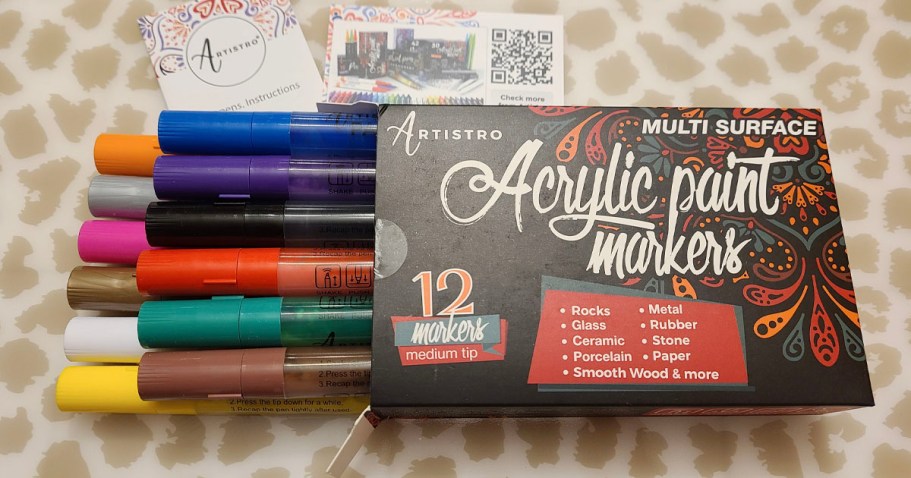 Highly Rated Acrylic Paint Pens 12-Count Only $8 Shipped on Amazon | Work on Rocks, Glass, & Wood!