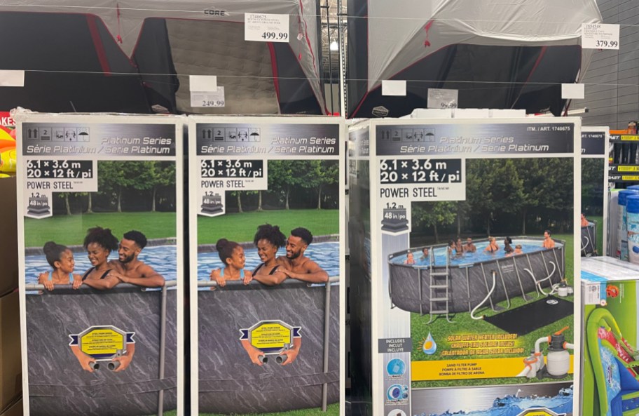 bestway above ground pools in their boxes at costco