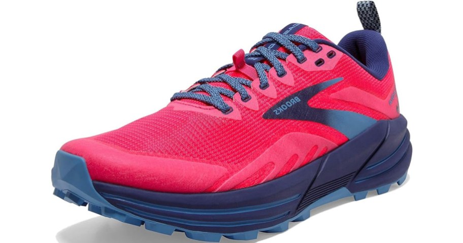 pink and blue brooks shoe