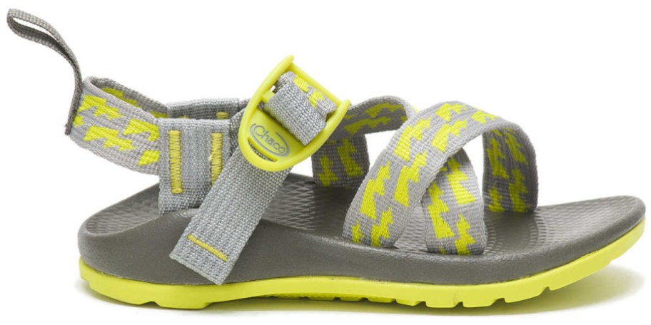 green and grey kids outdoor sandals