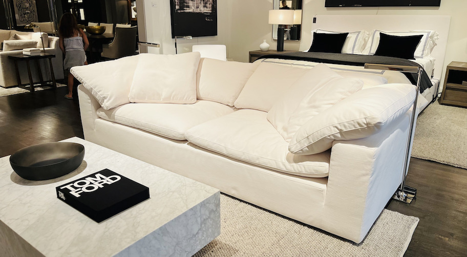 white cloud couch in store
