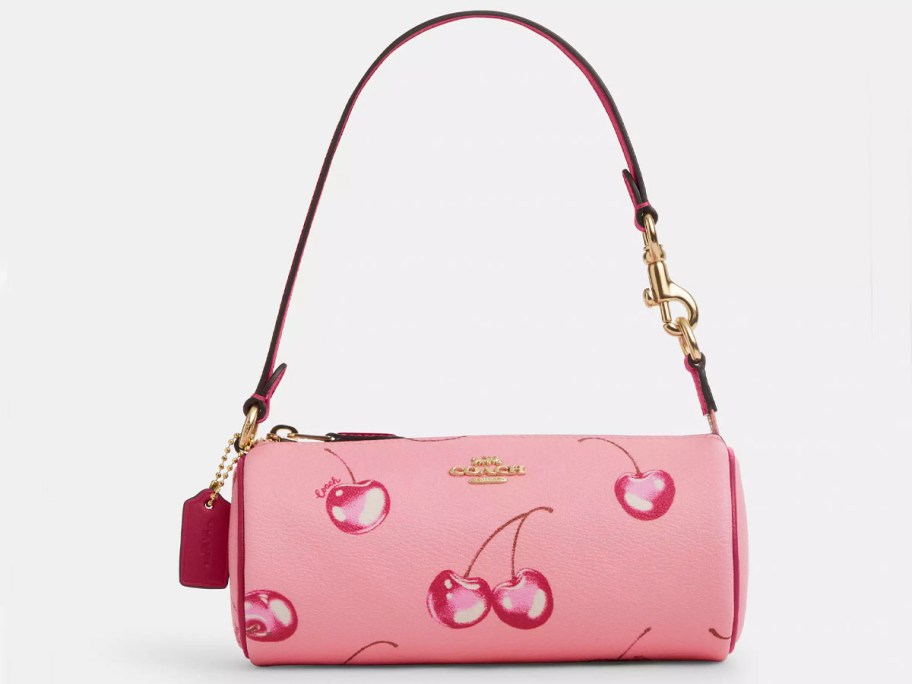 pink cherry coach barrel bag 