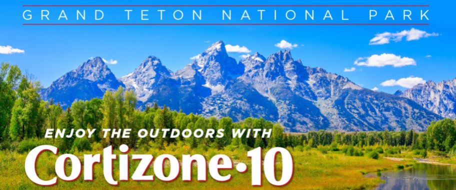 mountains with Grand Teton National Park Enjoy the outdoors with Cortizone 10 text 