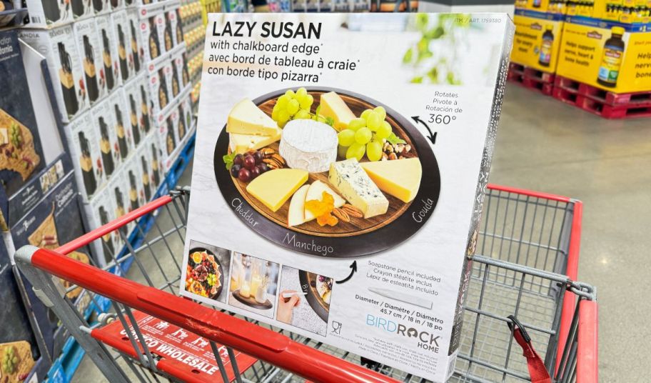 a lazy susan charcuterie board in cost co shopping cart