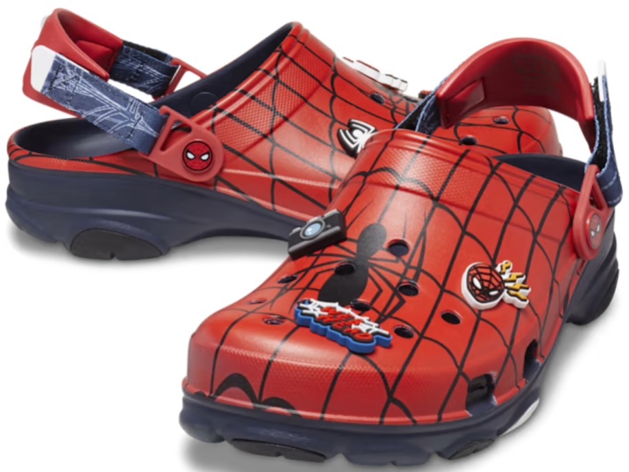 pair of Spiderman Adult Crocs classic clogs