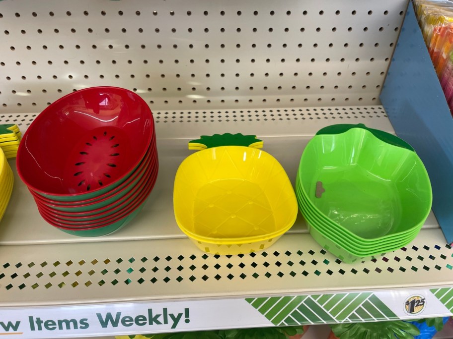 Plastic Fruit Shaped Serving Bowls - watermelon, pineapple and lime