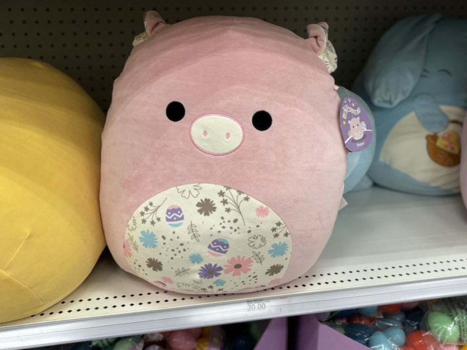 pink easter squishmallow on a store shelf at target