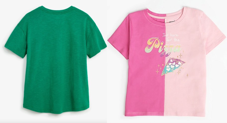 green and pink girls tees