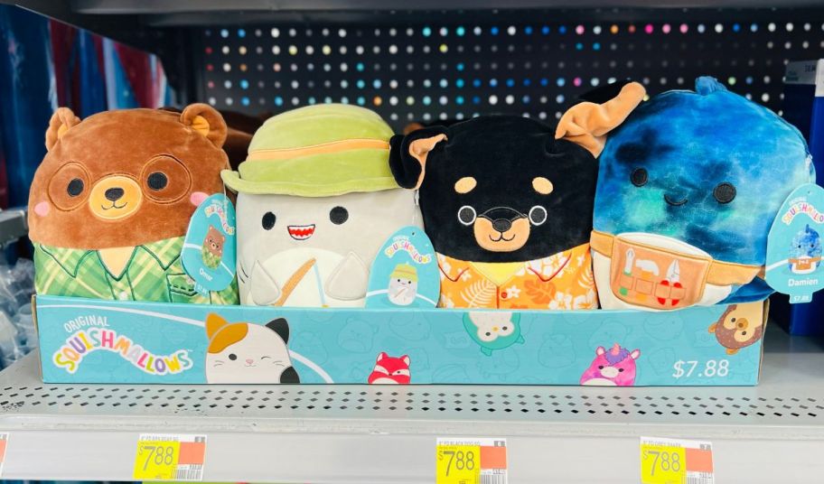 4 fathers day squishmallows on a store shelf
